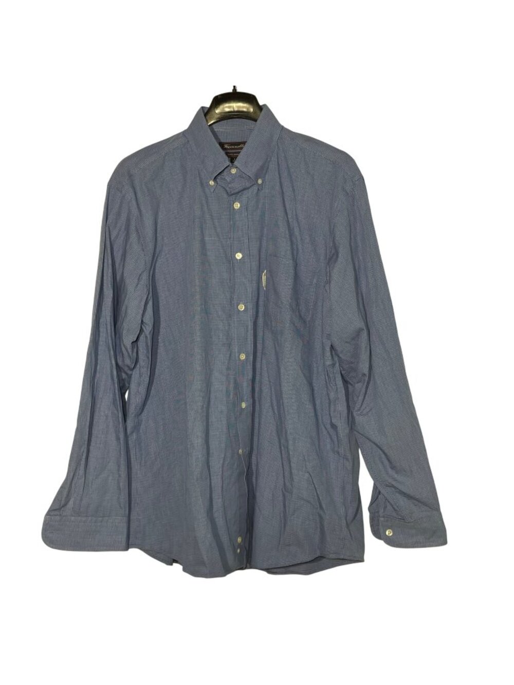 Faconnable Micro Box Checked Cotton Button Down Dress Shirt Sz 5 (16.5R)